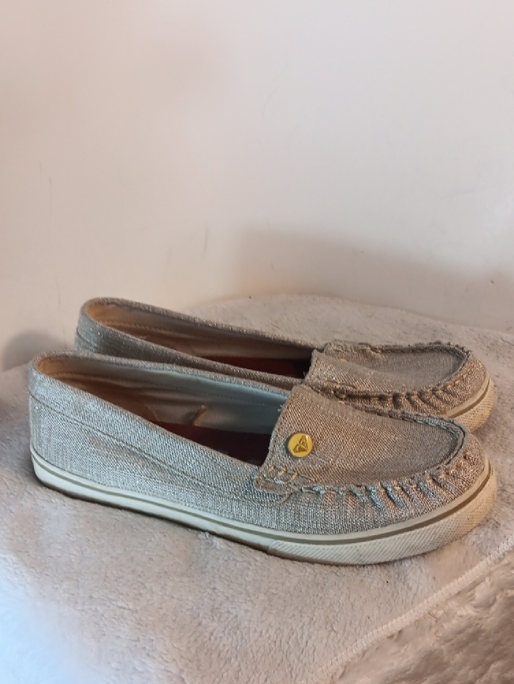 Roxy Women's Slip-On Loafers in Metallic Silver
